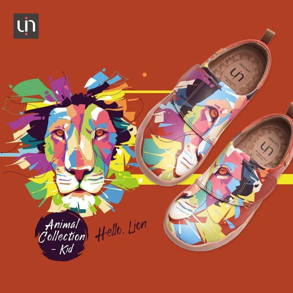 -Hello, Lion- Animal Design Painted Kids Casual Shoes