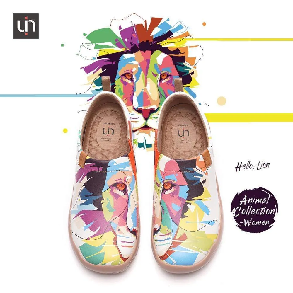 -Hello, Lion- Multicolored Microfiber Leather Female Flats