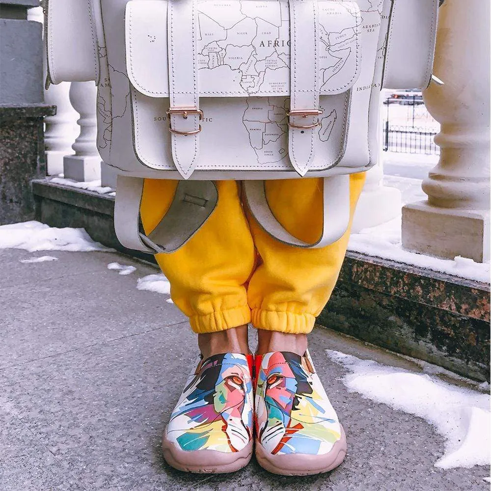 -Hello, Lion- Multicolored Microfiber Leather Female Flats