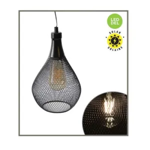 11-in LED Metal Solar Hanging Lamp with Vintage Edison Bulb