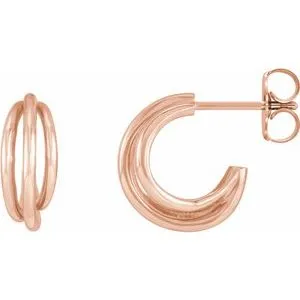 14K Rose 12 mm Hoop Earrings