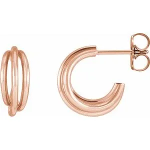 14K Rose Left 12 mm Hoop Earrings