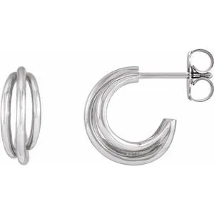 14K White Right 12 mm Hoop Earrings