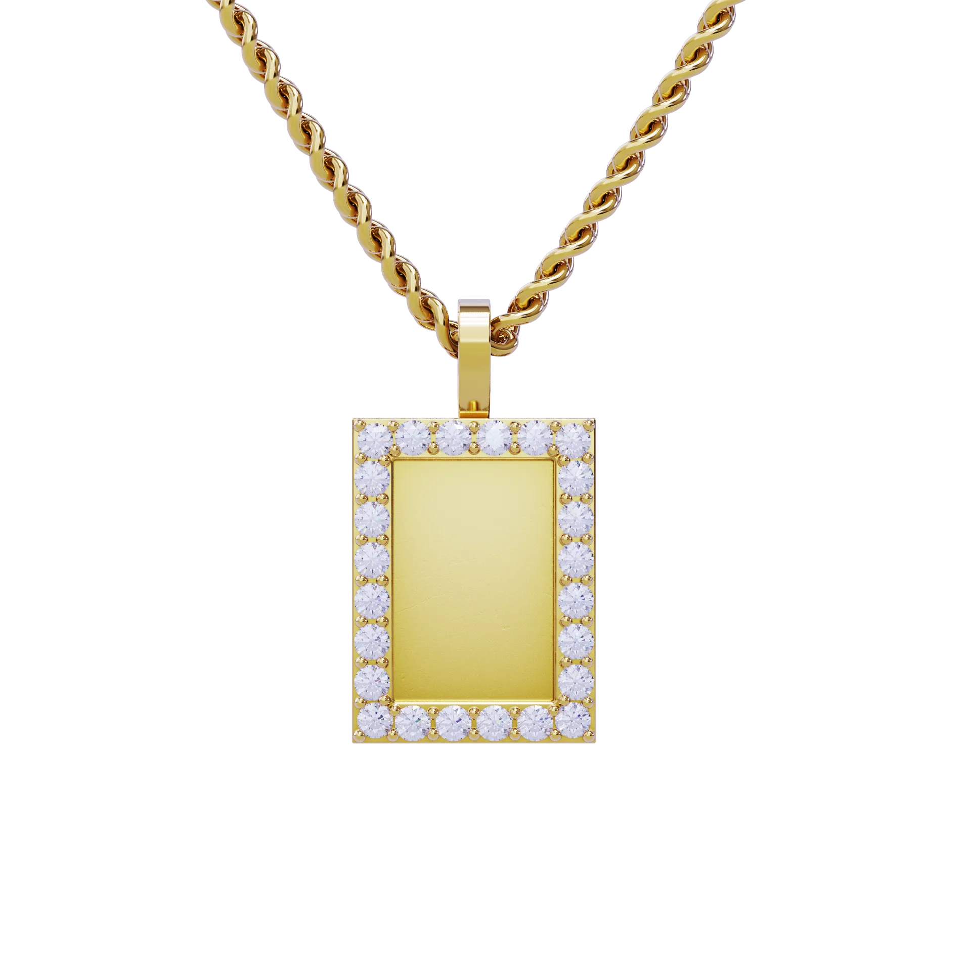 14k Yellow Gold Rectangle Shaped Diamond Memory Charm Pendant 0.98 Ctw