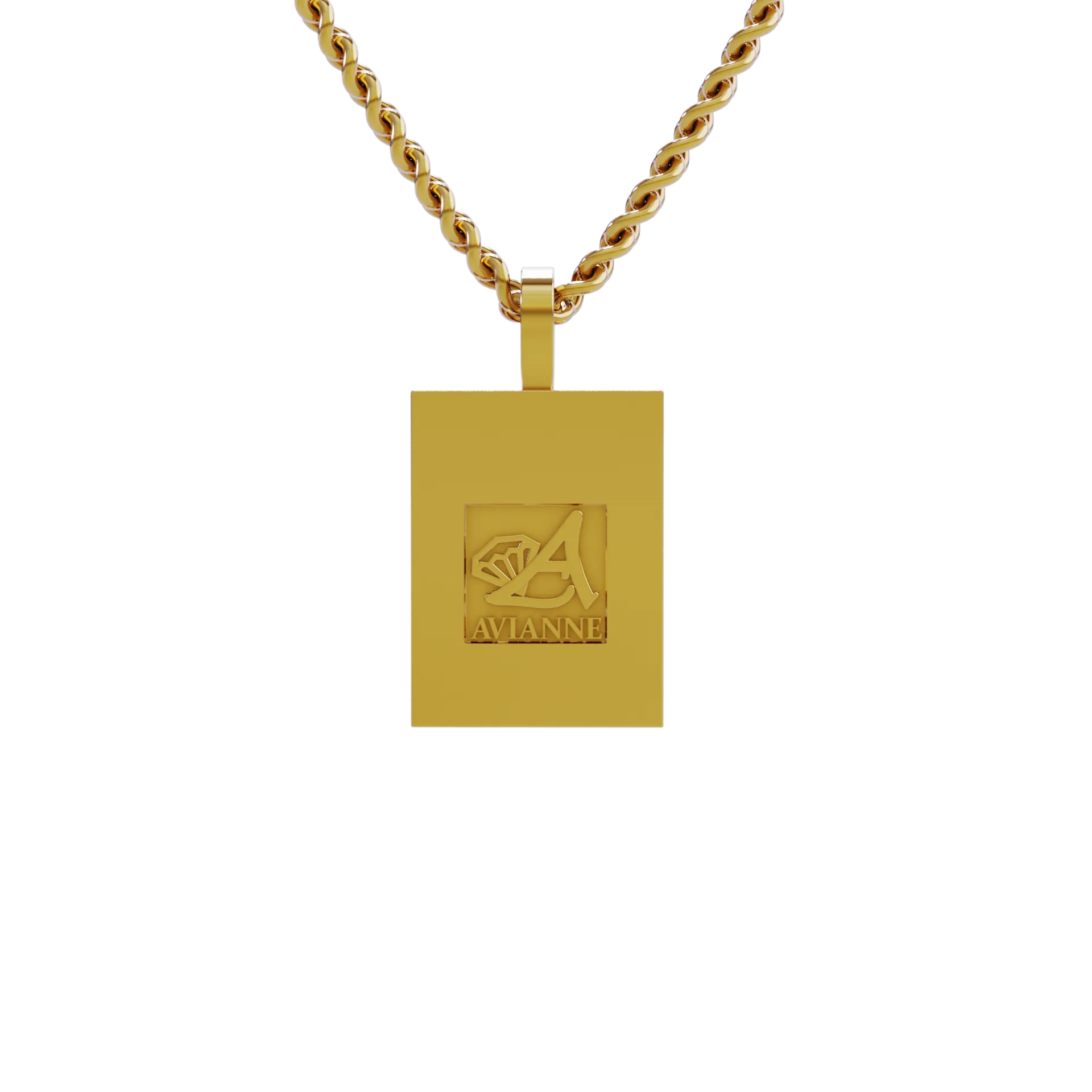 14k Yellow Gold Rectangle Shaped Diamond Memory Charm Pendant 0.98 Ctw