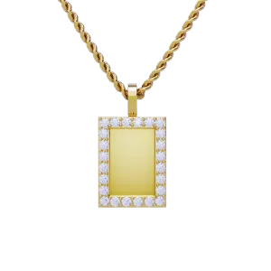 14k Yellow Gold Rectangle Shaped Diamond Memory Charm Pendant 0.98 Ctw