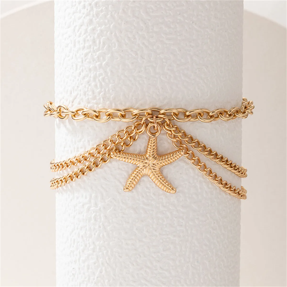 18K Gold-Plated Layered Starfish-Charm Anklet