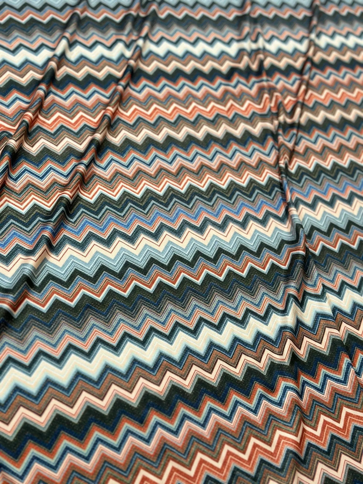 4-Way Stretch Mesh Fabric - Zigzag Pattern Material