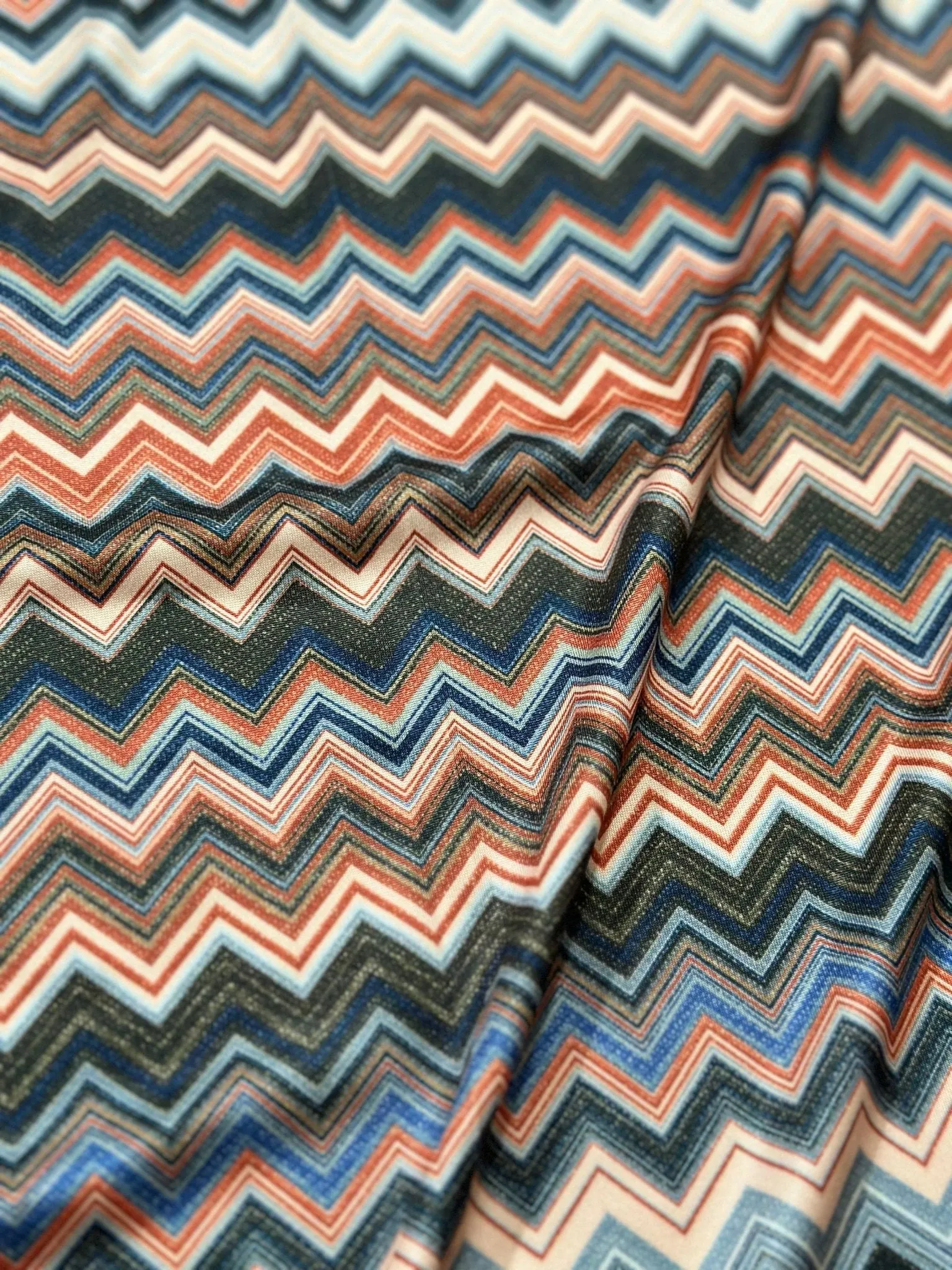 4-Way Stretch Mesh Fabric - Zigzag Pattern Material