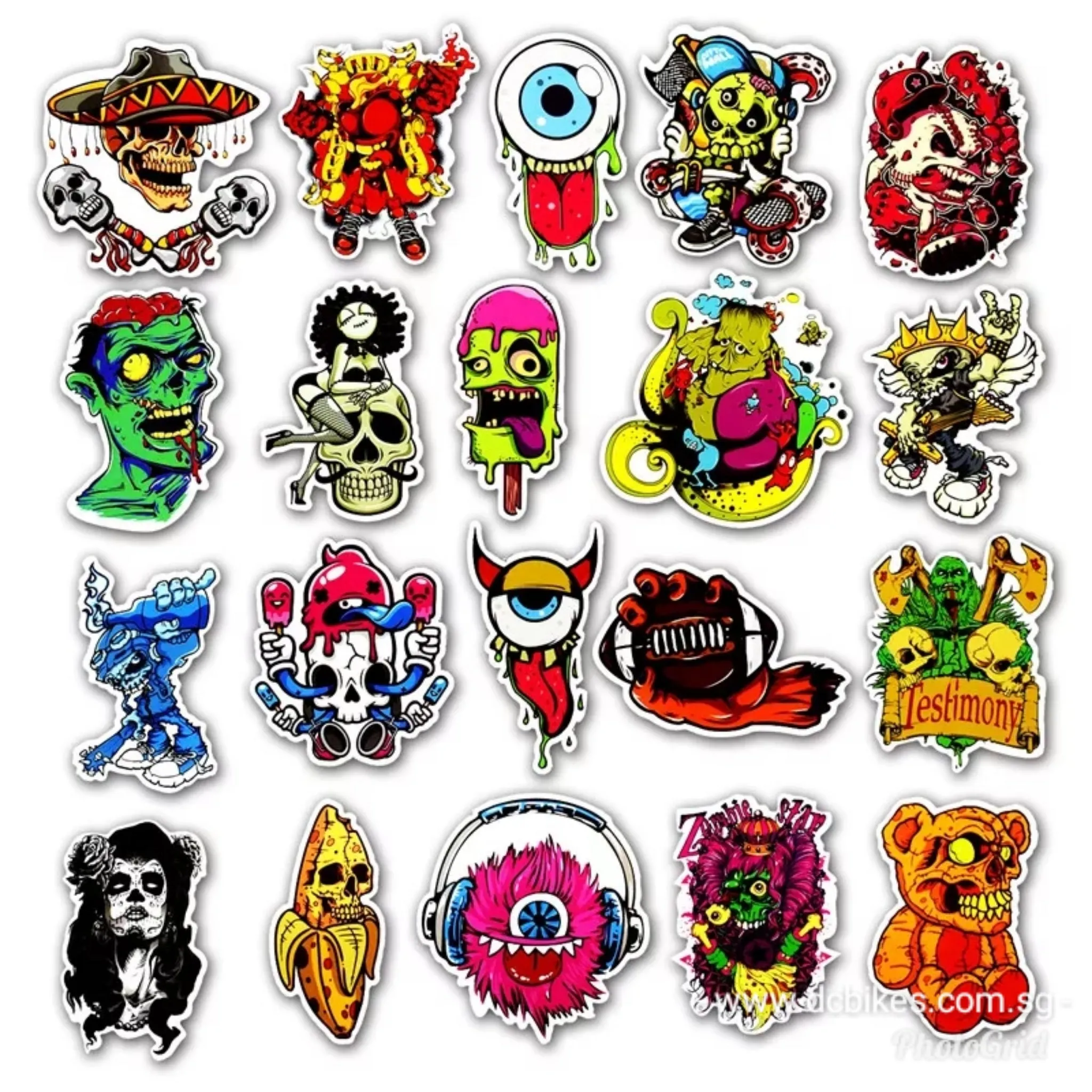 50 Pieces Skull Skateboard DIY Escooter Colour Random Sticker Bomb Decals