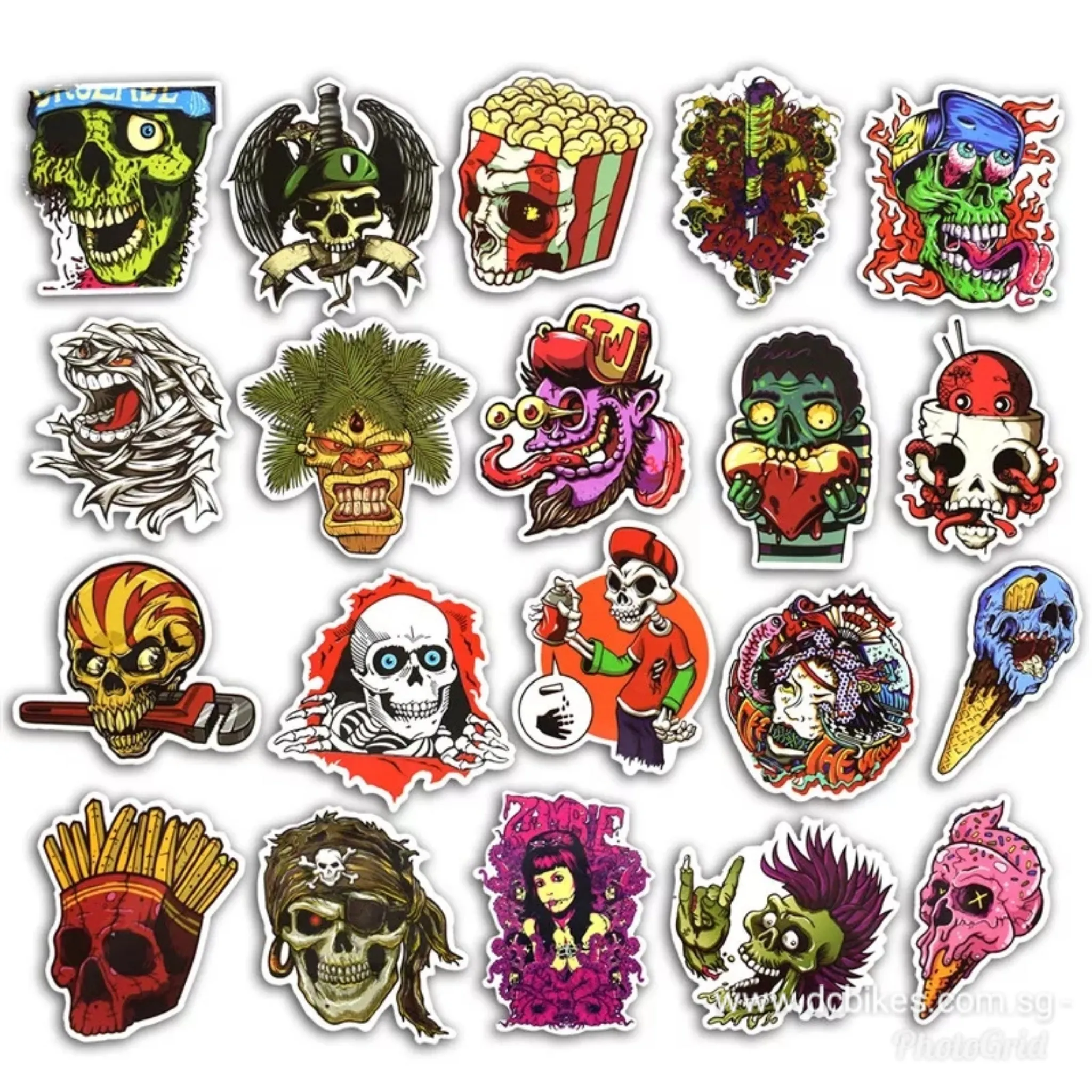 50 Pieces Skull Skateboard DIY Escooter Colour Random Sticker Bomb Decals