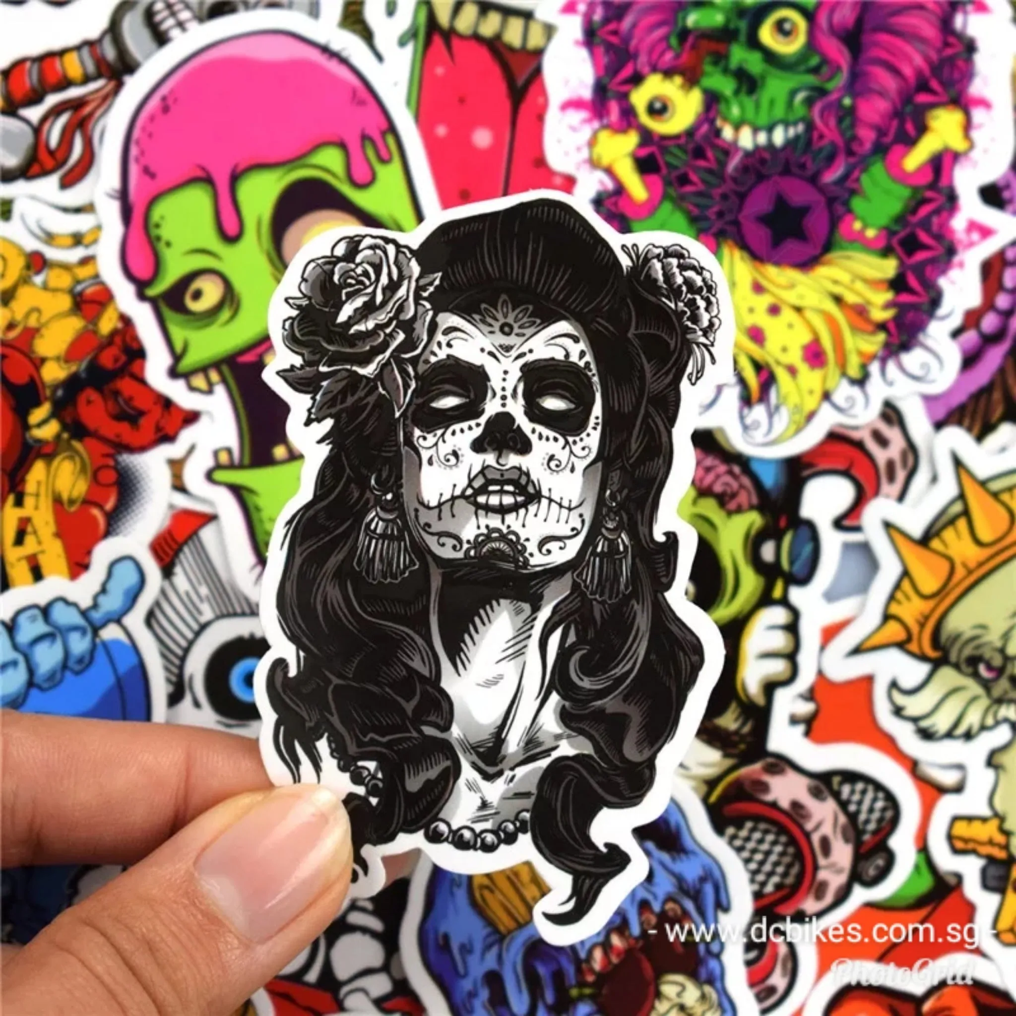 50 Pieces Skull Skateboard DIY Escooter Colour Random Sticker Bomb Decals