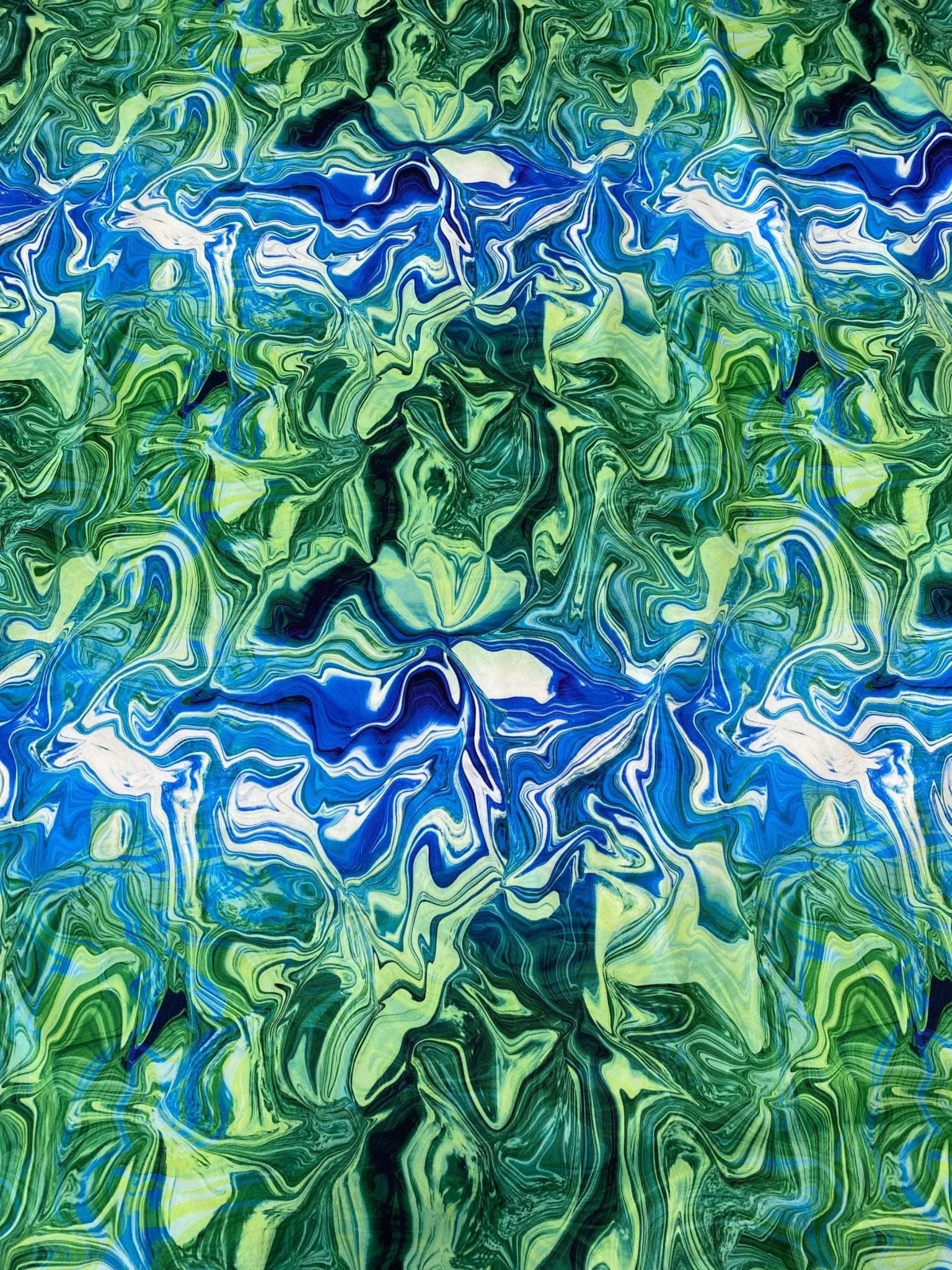 Abstract Wave Fabric - Blue and Green Pattern by the Yard