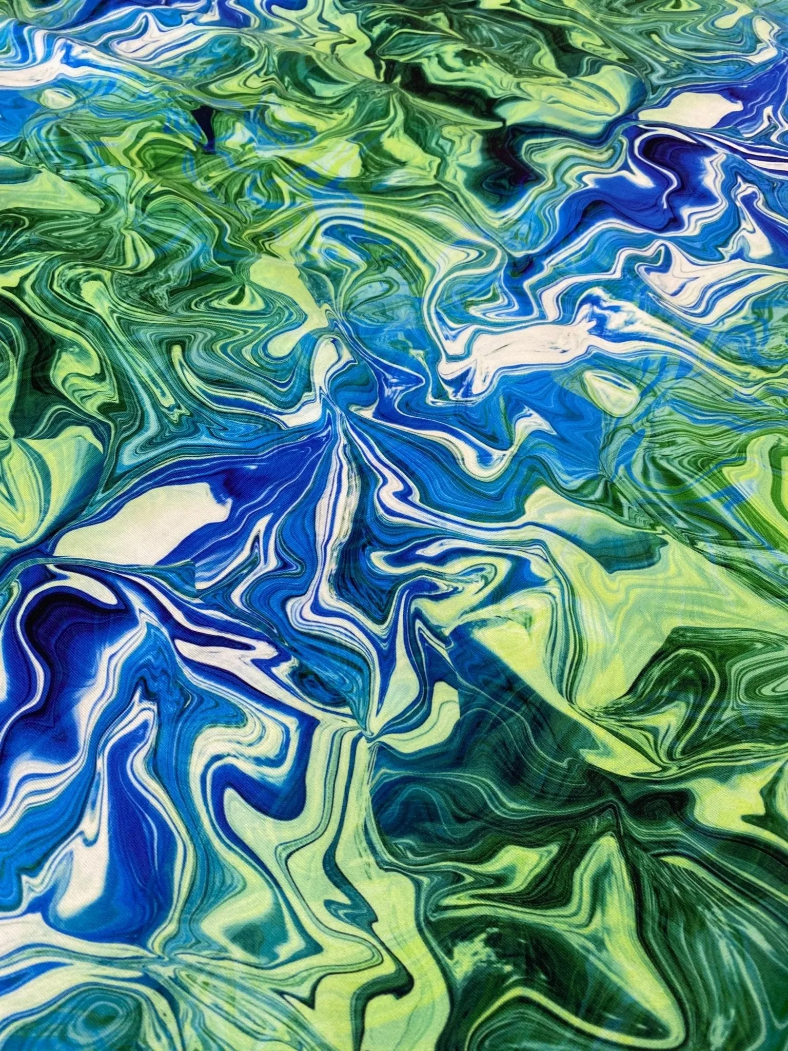 Abstract Wave Fabric - Blue and Green Pattern by the Yard