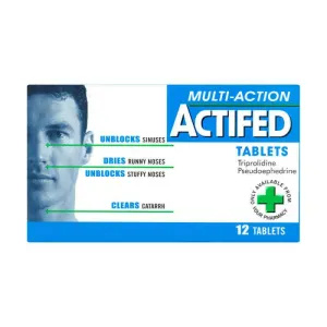 Actify multi -functional rhinitis tablets, relieve nasal congestion, unblock sinus, dry and runny nose, dredge nasal congestion and clear mucositis Multi Action Tablets 12 pieces/box (only one box per person)
