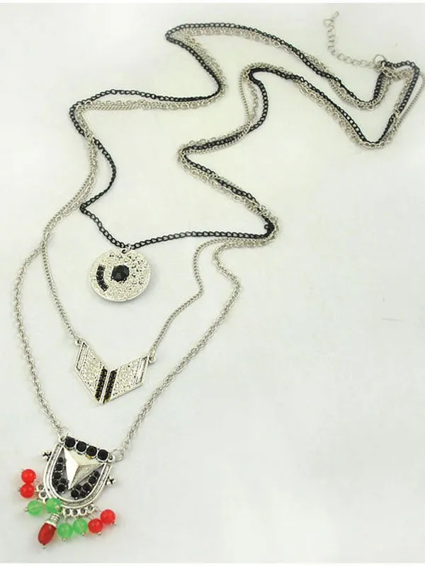 Ancient Silver Special Vintage Multi-layer Necklace