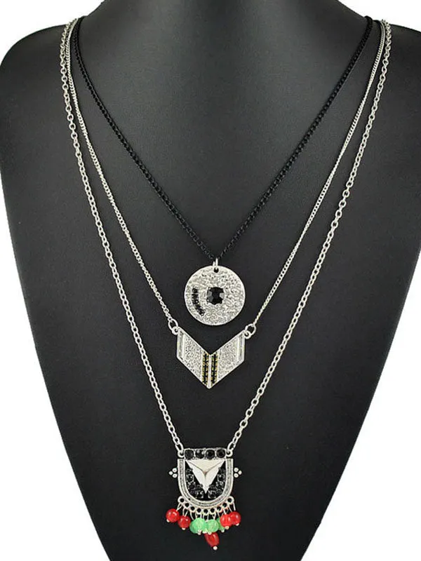 Ancient Silver Special Vintage Multi-layer Necklace