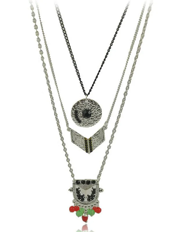Ancient Silver Special Vintage Multi-layer Necklace
