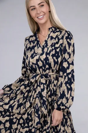 ANIMAL PRINT PLEATED DRESS