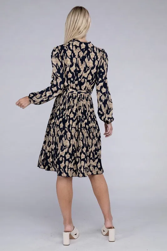 ANIMAL PRINT PLEATED DRESS