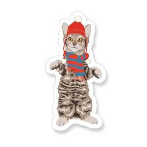 Apartment 2 Cards Winter Tiger Cat Vinyl Sticker