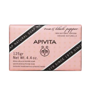 Apivita Natural Soap With Rose & Black Pepper 125g