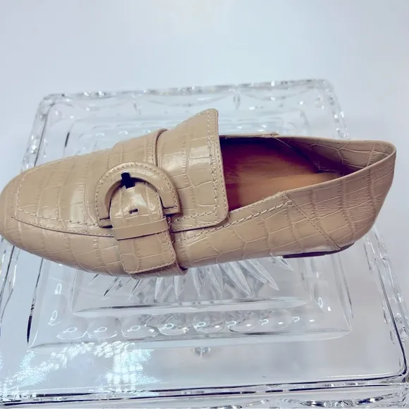 Aquatalia Nile Jacqui Mov Croc Buckle Loafer in Tan