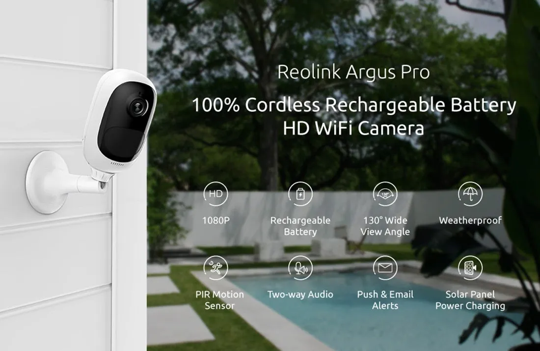 Argus Pro 100% Wire-Free Battery IP Camera 1080P Outdoor Full HD Wireless Weatherproof Indoor Security WiFi Video Cam