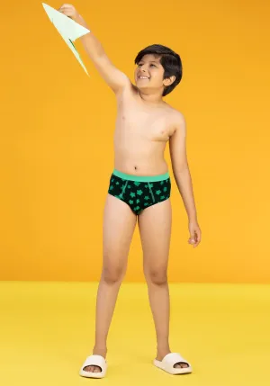 Astro Boys Briefs Green Tencel Modal - Starry