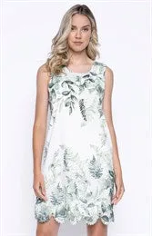 Avocado Green Multi Print Sleeveless Dress