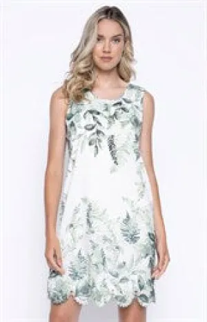 Avocado Green Multi Print Sleeveless Dress