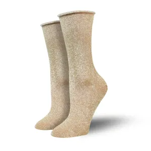 Bambukas Womens Sun Shimmer Sparkly Roll-Top Socks