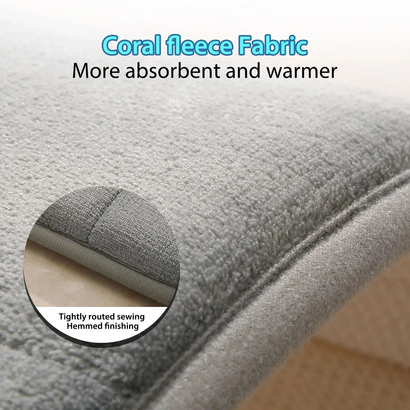 Bathroom Mat Set 3 Pcs Memory Foam Absorbent & Non-Slip Gray 44.1 "X24"  31.5 "X19.8"