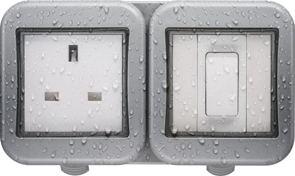 BG WPB21 Weatherproof IP55 13A 1G UK Socket   1G Switch