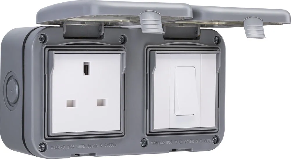 BG WPB21 Weatherproof IP55 13A 1G UK Socket   1G Switch