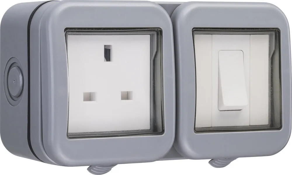 BG WPB21 Weatherproof IP55 13A 1G UK Socket   1G Switch