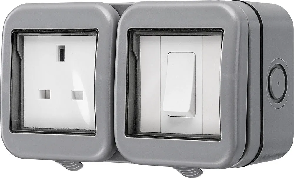 BG WPB21 Weatherproof IP55 13A 1G UK Socket   1G Switch