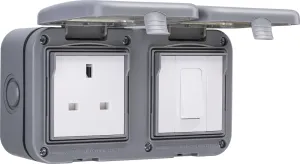 BG WPB21 Weatherproof IP55 13A 1G UK Socket   1G Switch