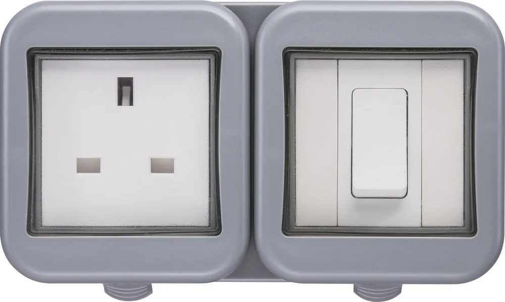 BG WPB21 Weatherproof IP55 13A 1G UK Socket   1G Switch
