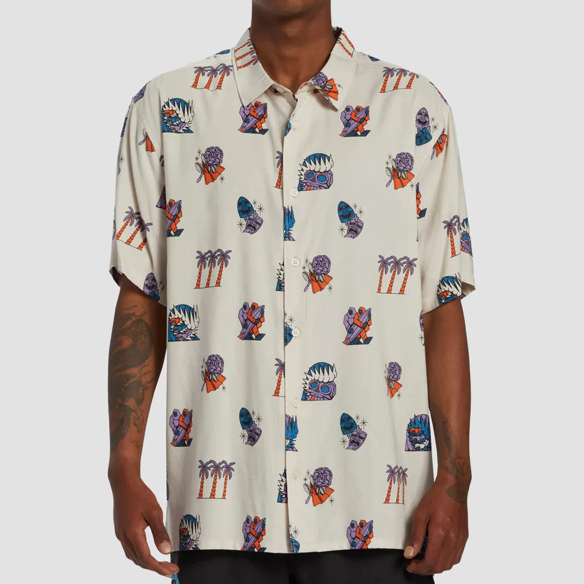 Billabong Turn The Tide Woven T-Shirt Stone