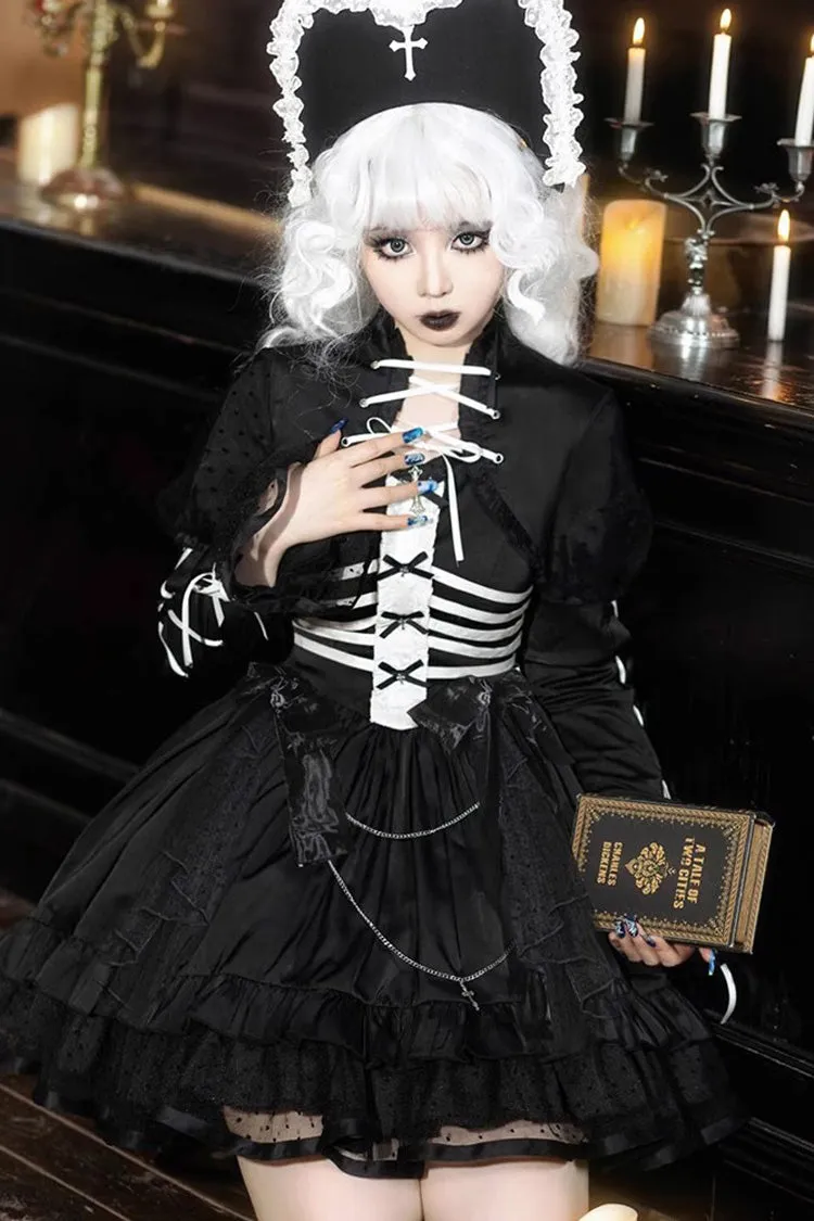 Black Multi-layer Ruffle Gothic Elegant Princess Lolita Jsk Dress