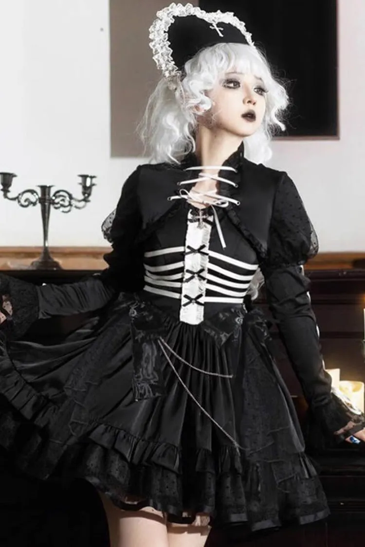 Black Multi-layer Ruffle Gothic Elegant Princess Lolita Jsk Dress
