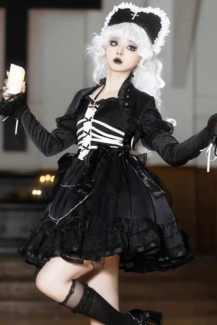 Black Multi-layer Ruffle Gothic Elegant Princess Lolita Jsk Dress