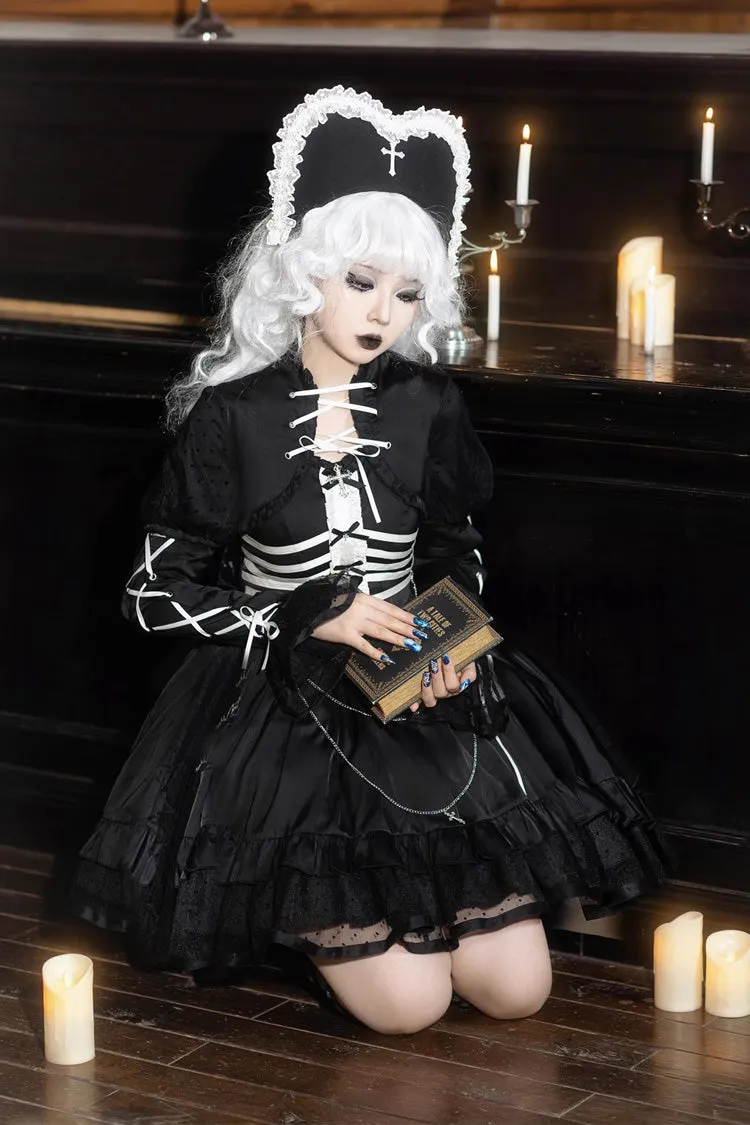 Black Multi-layer Ruffle Gothic Elegant Princess Lolita Jsk Dress
