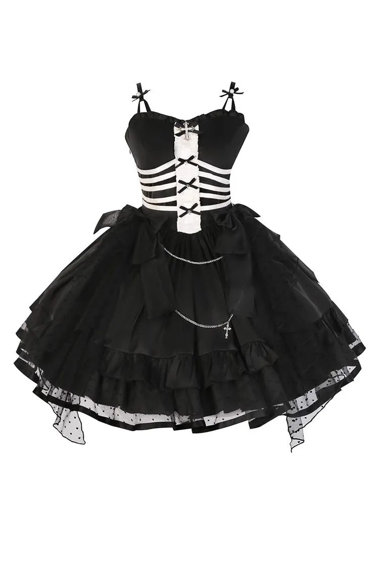 Black Multi-layer Ruffle Gothic Elegant Princess Lolita Jsk Dress