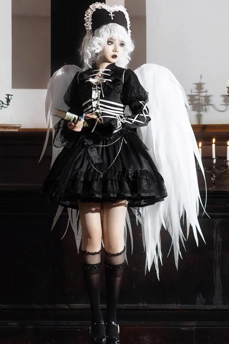 Black Multi-layer Ruffle Gothic Elegant Princess Lolita Jsk Dress