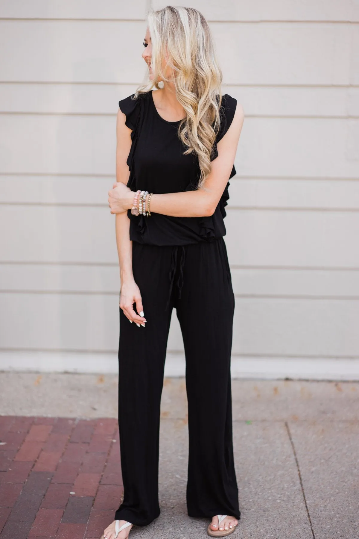 Black Ruffle Jumpsuit