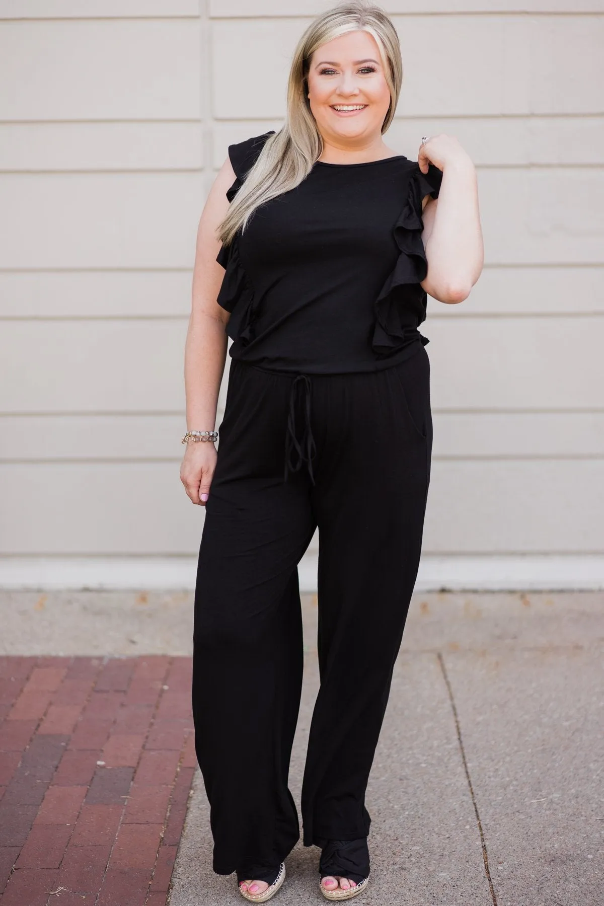 Black Ruffle Jumpsuit