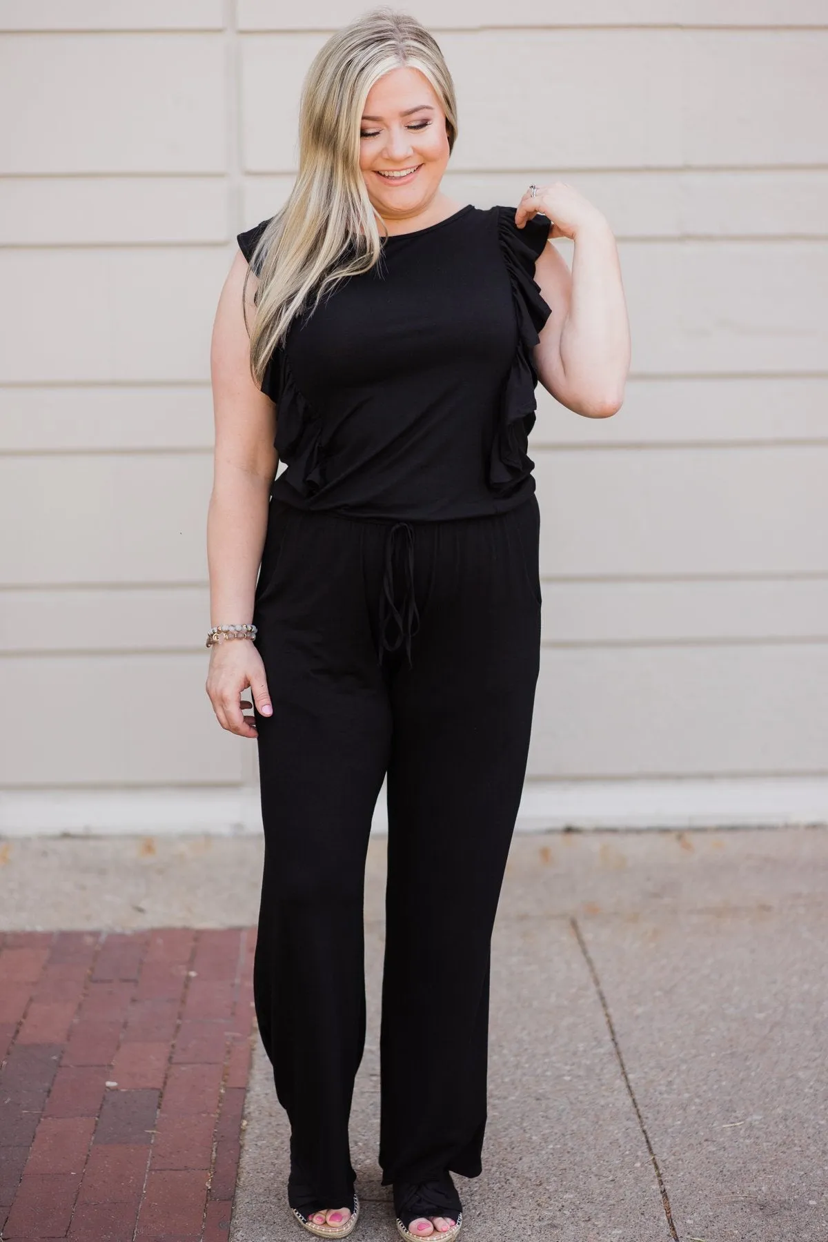 Black Ruffle Jumpsuit