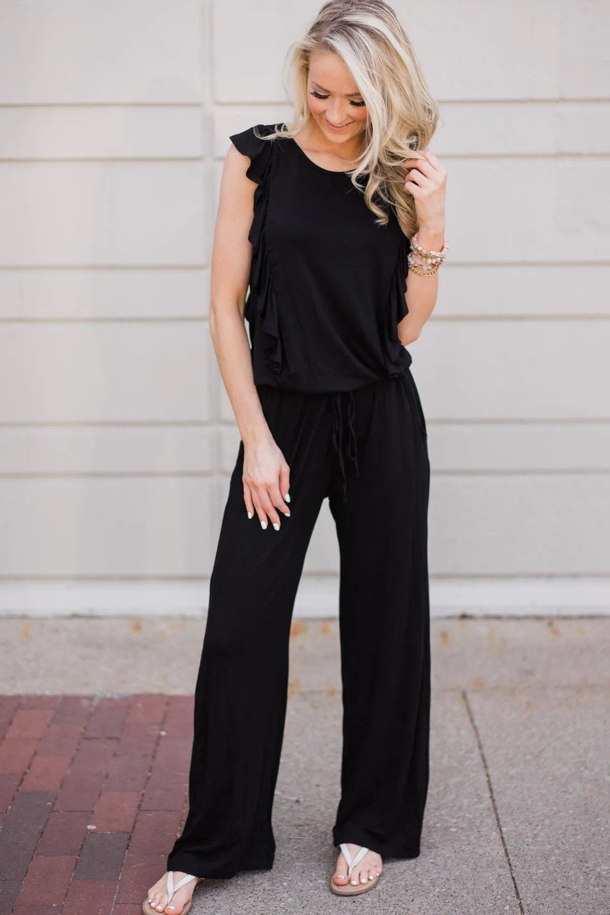 Black Ruffle Jumpsuit